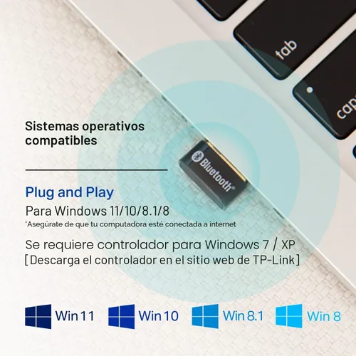Vista 5 de TP-Link Adaptador USB Bluetooth para PC, receptor Dongle Bluetooth 4.0, Plug & Play, tamaño nano, tecnología EDR y A2DP, compatible con Windows