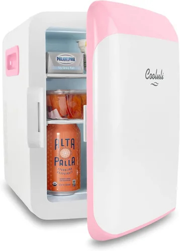 Vista 3 de Cooluli minirefrigerador de 10 L para habitación, auto, escritorio de oficina y dormitorio universitario; enfriador y calentador portátil de 12 V
