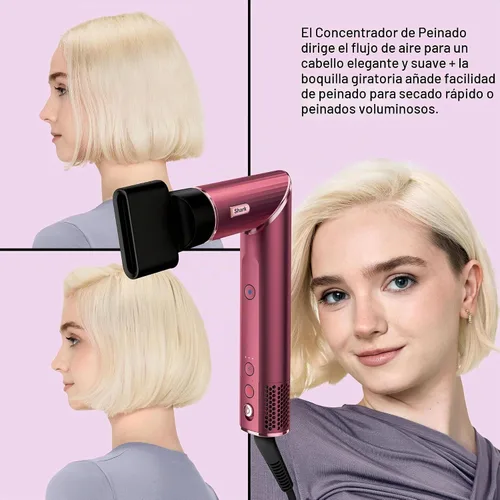 Vista 5 de Shark FlexStyle, sistema Air Multi-Styler y secado, cereza negra, HD457CR Sin daños por calor, un giro entre la secadora y el moldeador, 4 ajustes