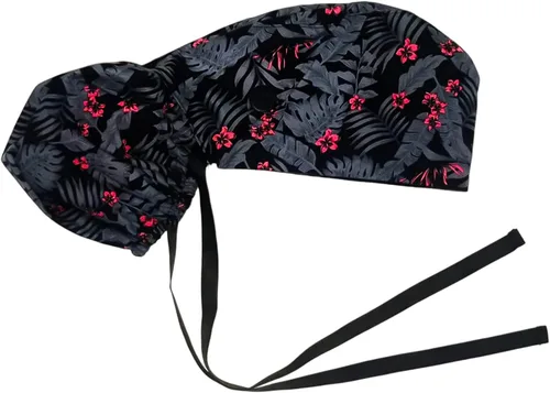 Vista 24 de Gorra médica con interior sedoso, gorro de algodón con banda para el sudor y botones, cola de caballo ajustable