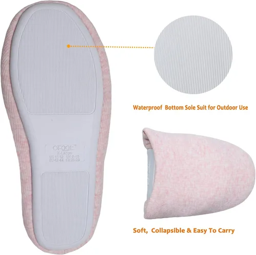 Vista 4 de ofoot Pantuflas de casa de espuma viscoelástica de algodón lavable para mujer, para el hogar, para interiores, para dormitorio, ligeras
