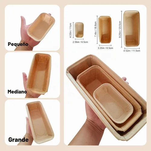 Vista 2 de 50 moldes de papel para pan, moldes rectangulares para hornear, molde desechable para hornear, molde de pan Kraft, sartenes de papel desechables