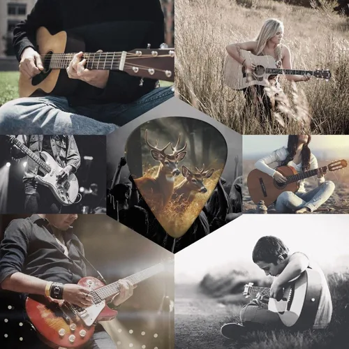 Vista 7 de Nature wild Animal Deers - Púas de guitarra personalizadas con estuche, púas de guitarra coloridas delgadas, medianas y pesadas, accesorio