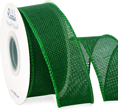 Vista 20 de Ribbli Cinta con alambre de arpillera verde manzana, 1-1/2 pulgadas x 10 yardas, cinta con borde con alambre para lazo grande, corona, decoración