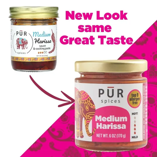 Vista 3 de PUR Spices Pasta Harissa mediana I Salsa picante para cocinar y sumergir I Pasta picante de ají y ajo Inspirado en Oriente Medio A base