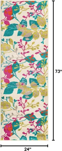 Vista 2 de Unique Loom Azalea Collection - Alfombra de área Indica (2 pies x 6 pies 1 pulgada, marfil/gris)
