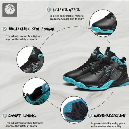 Vista 3 de CJSPORX Men's Basketball Shoes Breathable Non-Slip Sneakers Fashionable Sports
