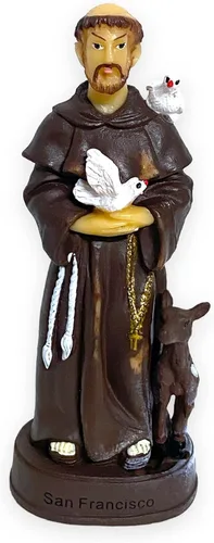 Vista 2 de Juego de 12 figuras de estatua de San Francisco de Asís de 3" Imagen Estatua St Francisco de Asis Santo