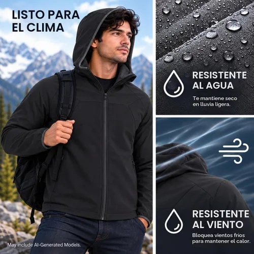 Vista 4 de Spyder Chaqueta Softshell para hombre - Chaqueta de forro polar resistente Cuervo negro