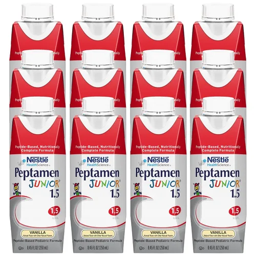 Vista 5 de Peptamen Junior Tube Feeding Formula 1.5 - Nutrición completa a base de péptidos, vainilla de 8.5 fl oz, caja de 6