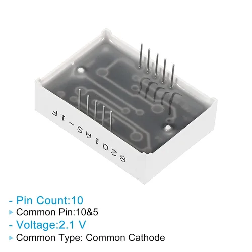 Vista 4 de PATIKIL Tubo digital con pantalla LED, paquete de 5 unidades de cátodo común 7 segmentos 10 pines 2 bits 2.1 V módulo de pantalla LED para placas
