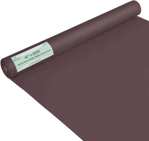 Vista 31 de Rollo de plástico para cubierta de mesa color verde manzana, 40 pulgadas x 100 pies, rollo de plástico resistente para cubierta de mesa de banquetes