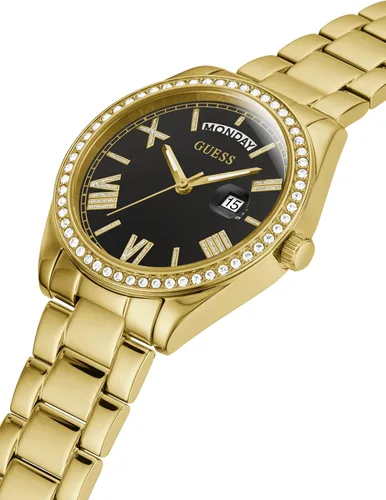 Vista 5 de GUESS Reloj de acero inoxidable de 1417in con bisel de borde de moneda plateado