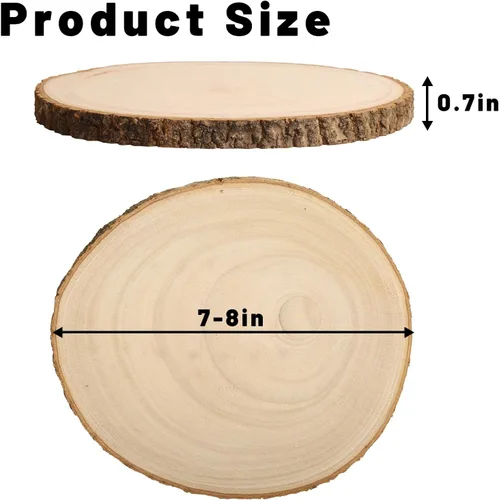 Vista 8 de Rodajas de madera para centros de mesa, discos de madera redondos para manualidades, círculos y losas de madera rústica, discos de madera
