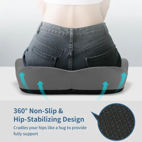 Vista 4 de Almohada grande en forma de dona para aliviar el dolor de coxis, máxima comodidad de cadera, cojín para silla de coxis, ciática, posparto