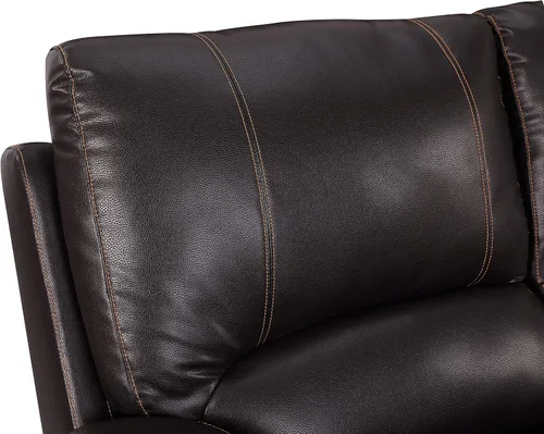 Vista 8 de Blackjack Furniture Brantley Collection - Sofá biplaza reclinable tapizado de cuero con consola, asientos acolchados de felpa con bobina Marrón