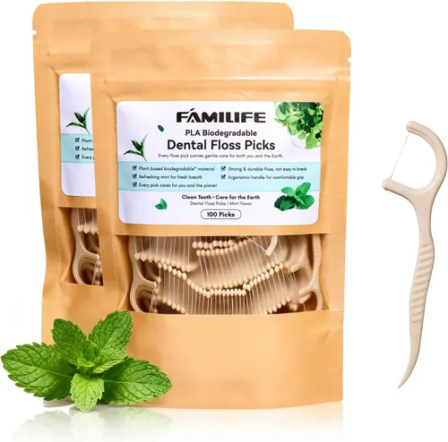 Vista 8 de Picos de hilo dental, FAMILIFE - Hilo dental para niños, hilo dental para niños pequeños, sin cera, sin sabor, sin flúor, para niños, con estuches