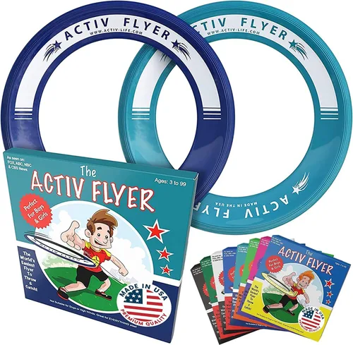 Vista 7 de Activ Life Kid’s Flying Rings (2 Pack) They Fly Straight & Don’t Hurt, 80% Lighter Than Standard Rings - Replace Screen Time with Healthy Family Fun