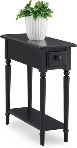Vista 8 de Leick Home 9018-BR - Mesa auxiliar de patas de cabriole francés con un cajón, con estante, color marrón cereza