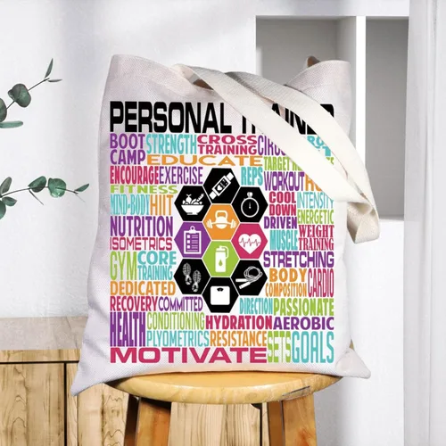 Vista 5 de BWWKTOP Bolsa de mano para entrenador personal, regalos para instructor de fitness, bolsa de hombro, regalos para entrenador de fitness