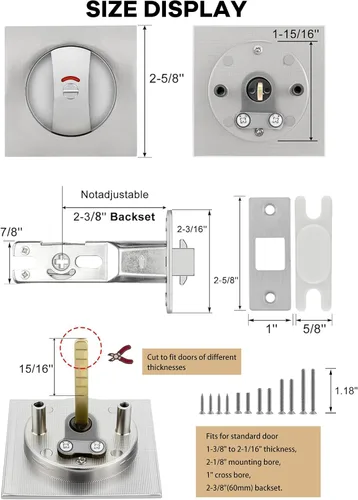 Vista 4 de Lethato Hardware de bolsillo para puerta, cerradura de puerta de bolsillo con indicadores, pestillo de puerta de bolsillo, puerta de bolsillo