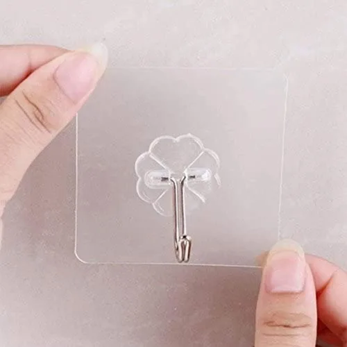 Vista 3 de Paquete de 50 ganchos autoadhesivos impermeables sin costuras, resistentes con nano-pegamento transparente, ganchos de ventosa antideslizantes