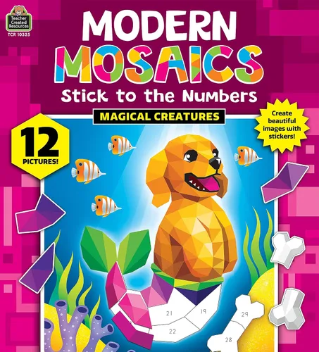Vista 9 de Teacher Created Resources Dinosaurios y animales prehistóricos Mosaicos modernos se adhieren a los números