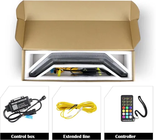 Vista 6 de RZR PRO - Luz de acento frontal con color de persecución, control remoto y Bluetooth, luz LED para parrilla central compatible con Polaris RZR PRO