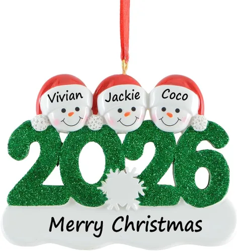 Vista 8 de Adorno de Navidad familiar personalizado 2025 – Adorno de árbol de Navidad de pareja de muñeco de nieve – Adornos colgantes decorativos – Regalos