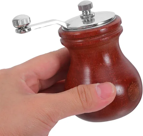 Vista 4 de Wooden Manual Small Pepper Mill and Sea Salt Grinder with Ceramic Core Refillable Spice Grinder for Kitchen Home Cooking