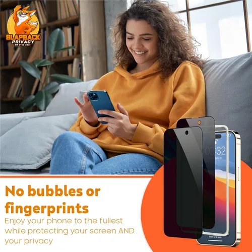 Vista 6 de Slapback Protector de pantalla de privacidad prémium para iPhone 14 Pro Max [2 unidades] [pantalla de 6.7 pulgadas] Anti-espía 28 grados opaca