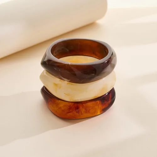 Vista 5 de Pulsera de resina gruesa para mujer, estilo vintage, de resina de carey, juego de pulseras anchas de acetato, pulsera acrílica, joyería