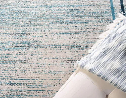 Vista 6 de Unique Loom Oasis Collection - Alfombra de área - Fuente (2 pies x 6 pies, color azul/marfil)