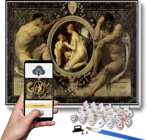 Vista 9 de Gustav Klimt Pintura de números para adultos, pintura desnuda femenina por Gustav Klimt Kit de pintura por números sobre lienzo para principiantes