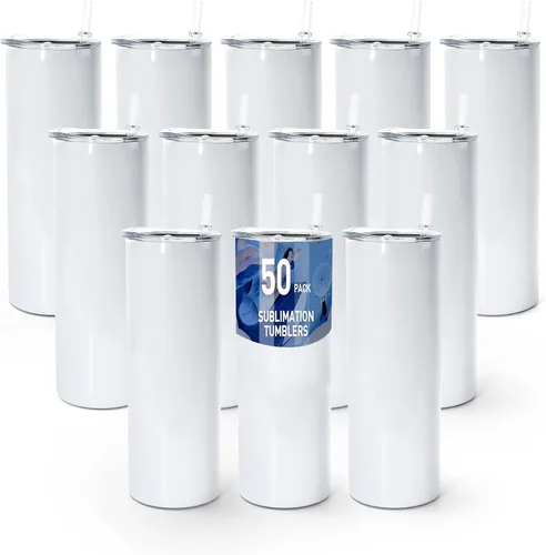 Vista 14 de AGH Paquete de 50 vasos de acero inoxidable con aislamiento al vacío de 10 onzas, con tapas y popotes, vasos de café de doble pared