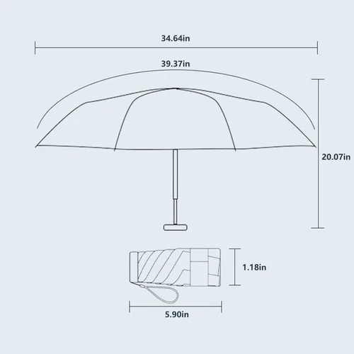 Vista 2 de Cloudia Mini paraguas para bolso, portátil y compacto, perfecto para lluvia y sol con protección UV