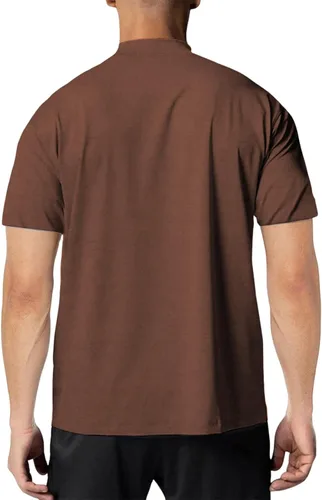 Vista 2 de Camisetas de manga corta con cuello alto falso para hombre, ajustadas, ligeras, básicas, térmicas