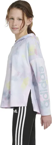 Vista 6 de adidas Girls' Long Sleeve Printed Curve Hem Hooded Tee