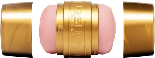 Vista 6 de Fleshlight Quickshot Textura de unidad de entrenamiento de resistencia Juguete sexual para parejas en caja dorada Aberturas de vagina y glúteos