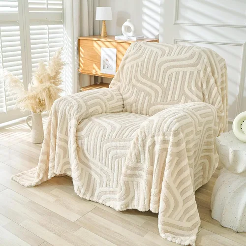 Vista 12 de WEYOND Funda de Sofá Boho de Chenilla con Borlas, Funda de Sofá Bohemia para Sofá de 1 Cojín, Sillón, Silla, 1 Plaza (71" x 91", Negro)