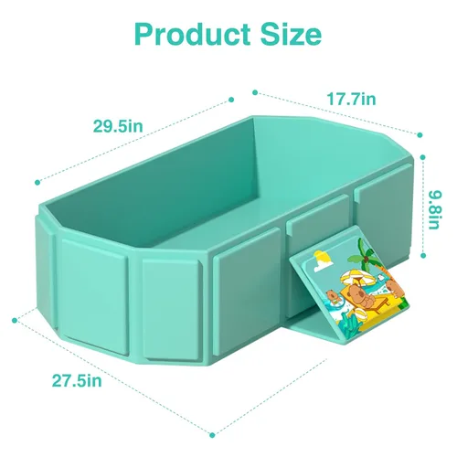 Vista 7 de Bañera plegable portátil para bebé, 29.5 pulgadas de largo x 17.7 pulgadas de ancho x 9.8 pulgadas de alto, adecuada para 0-6 años, rosa/verde menta