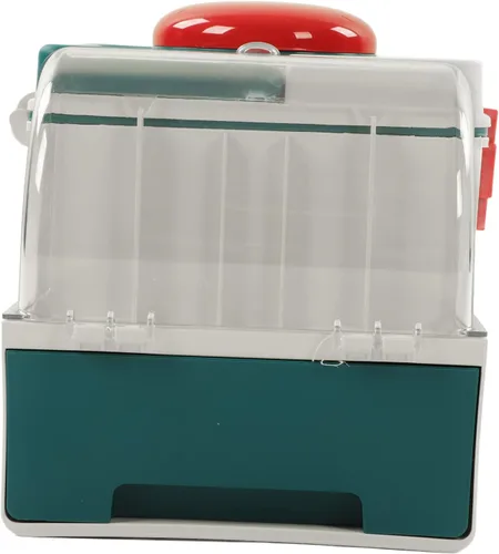 Vista 4 de Caja linda ambulancia forma doble capa gran capacidad caja de almacenamiento con mango portátil verde (verde)