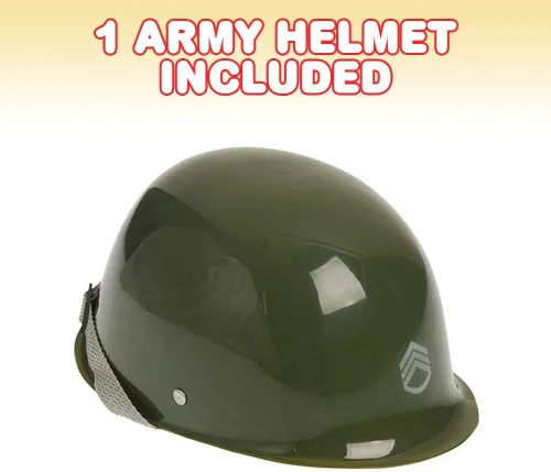 Vista 2 de ArtCreativity Casco militar verde del ejército, casco militar de plástico duro con correa de barbilla para disfraz del ejército de niños, se adapta