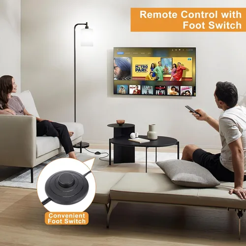Vista 3 de Ziisee Lámparas de pie para sala de estar - Lámpara de pie con pantalla de vidrio a control remoto, lámpara de pie moderna con bombillas LED
