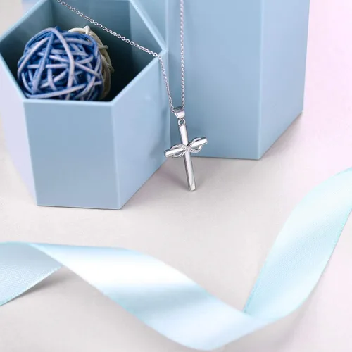 Vista 4 de AmorAime Collar de cruz de plata de ley 925 para mujer, collar infinito para novia, regalos para el día de San Valentín, cumpleaños