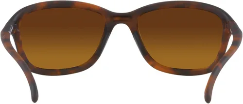 Vista 4 de Oakley Lentes de sol para mujer, marco de tortuga marrón mate, lentes polarizadas degradadas marrones, 2.323in
