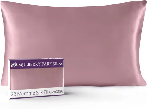 Vista 19 de Mulberry Park - Funda de almohada 100% seda, 22 mommes, seda de morera grado 6A, cierre de sobre profundo, color negro/estándar (20 x 26 pulgadas)