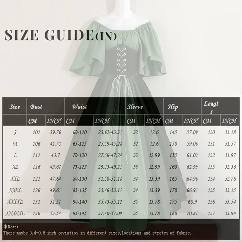 Vista 3 de Halloween Costumes for Women Trumpet Sleeves Chemise Butterfly Sleeve Dress Halloween Dress Renaissance Skirt