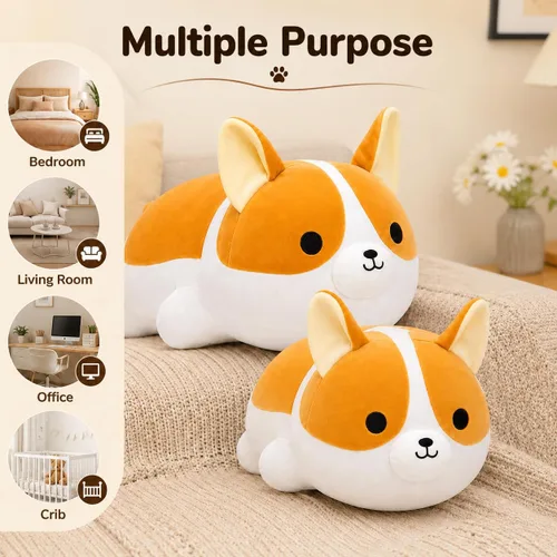 Vista 6 de Corgi - Peluche suave de perro Corgi, lindo Shiba Inu Akita, almohada de felpa para niños y niñas (15.7 pulgadas/15.7 in)