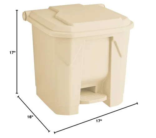 Vista 2 de PRO&Family Cubo de basura rectangular beige de 32 cuartos de galón / 8 galones, cubo de basura con tapa, papelera de reciclaje